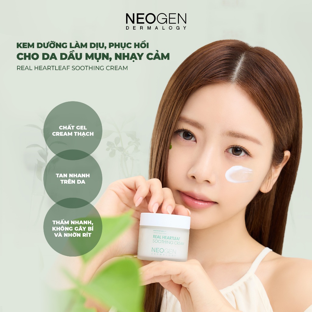 Ảnh Kem Dưỡng Làm Dịu, Phục Hồi Cho Da Nhạy Cảm Neogen Dermalogy Real Heartleaf Soothing Cream 80g 3