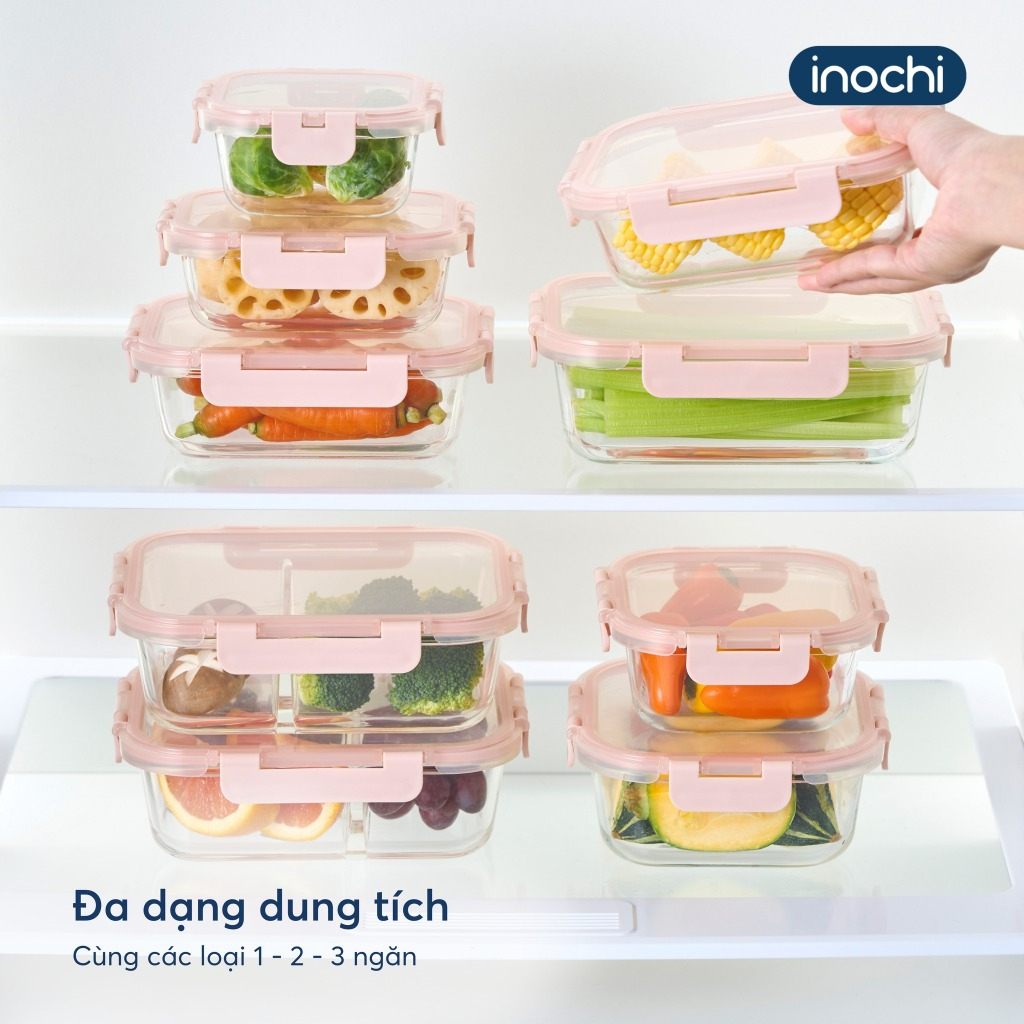 Hộp Thuỷ Tinh Nikko Pure Inochi - Trong Suốt, Nắp Màu Pastel Tinh Tế, Tiện Lợi, Chịu Nhiệt Cao Đến 560*C