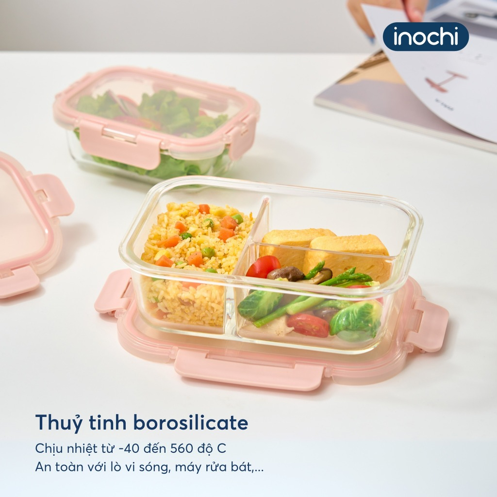 Hộp Thuỷ Tinh Nikko Pure Inochi - Trong Suốt, Nắp Màu Pastel Tinh Tế, Tiện Lợi, Chịu Nhiệt Cao Đến 560*C