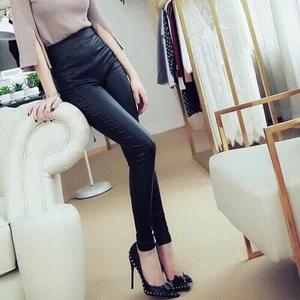 Quần da dáng dài, loại 1, 5 size cạp cao dáng trơn, Mẫu đơn giản.