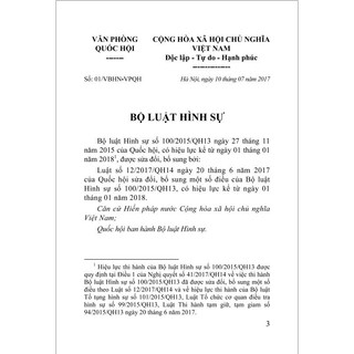 Sách - Bộ luật hình sự năm 2015 sửa đổi,bổ sung năm 2017 hiện hành - B129 - ndbooks