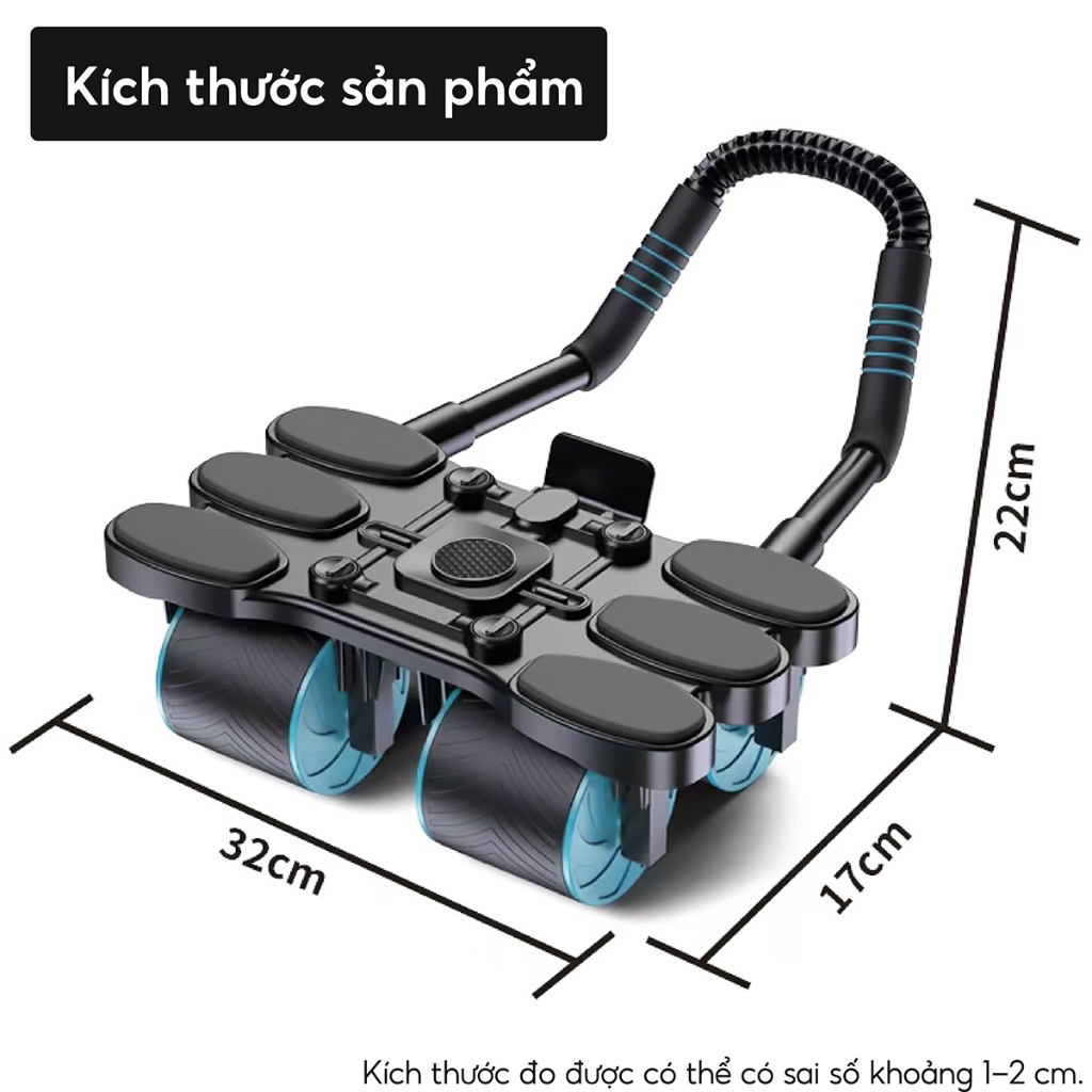 Ảnh Tặng tấm lót [RW099] - Dụng cụ tập bụng 4 bánh ,Con lăn cao cấp đa năng  hỗ trợ thon gọn, săn chắc 3