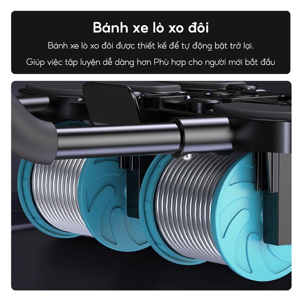 Ảnh Tặng tấm lót [RW099] - Dụng cụ tập bụng 4 bánh ,Con lăn cao cấp đa năng  hỗ trợ thon gọn, săn chắc 4