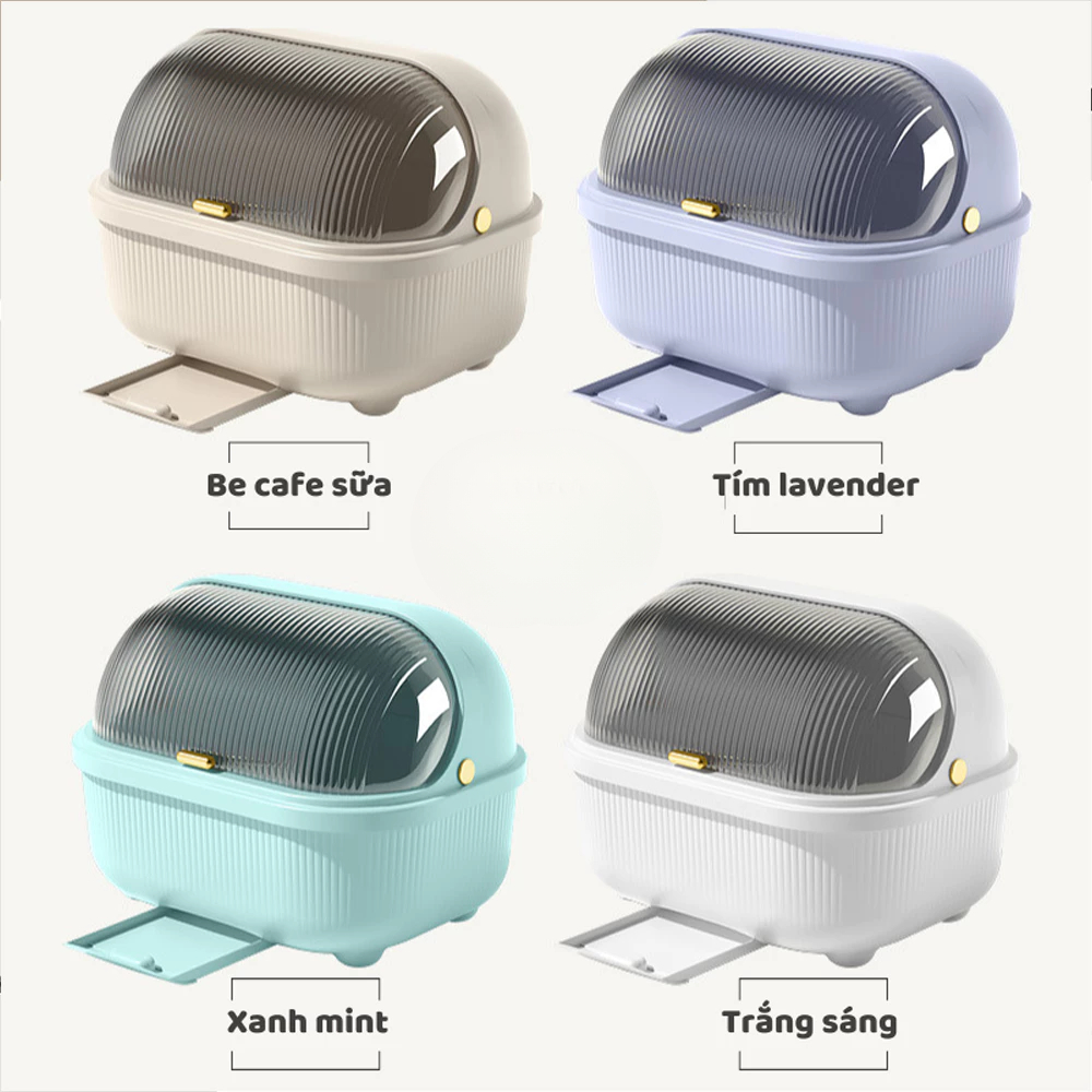 Hộp đựng bát đĩa có nắp đậy, tủ bếp chống côn trùng, bụi bẩn có khay thoát nước ngăn ẩm mốc bảo vệ sức khỏe