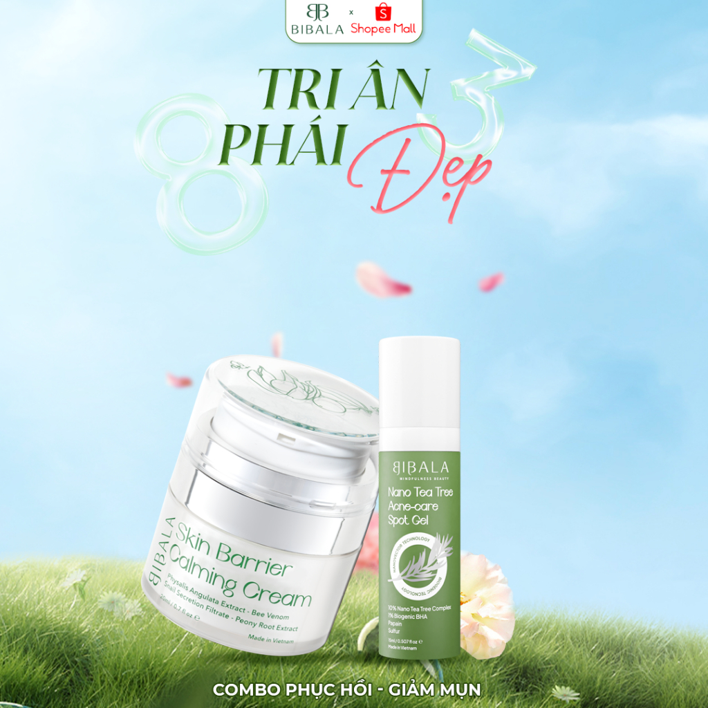 Ảnh Bộ đôi Kem dưỡng phục hồi  + GEL chấm mụn Tràm Trà 15ML BIBALA 1