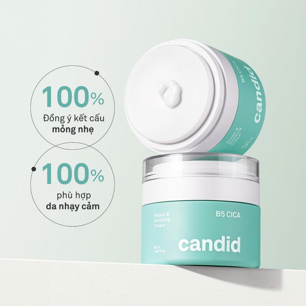 Kem Dưỡng Ẩm B5 Cica Candid Phục Hồi, Bảo Vệ Da, Mặt Nạ Hyaluronic B5 Dưỡng Ẩm, Làm Dịu