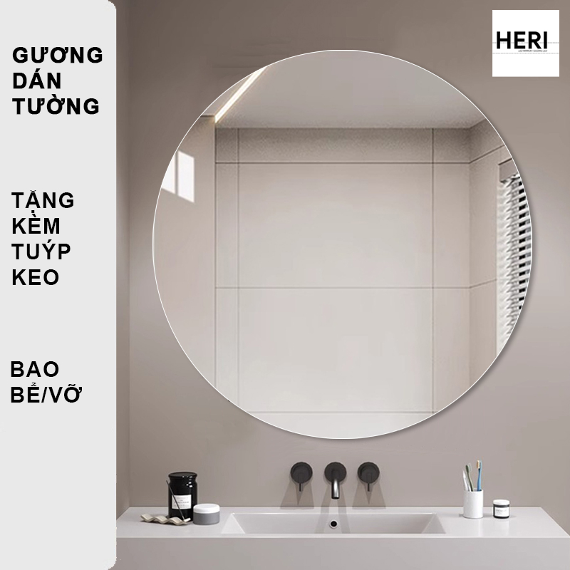 Gương Tròn Dán Tường, Nhiều Size, Tặng Keo, Soi Siêu Nét, Vừa Trang Trí, Vừa Soi Được, Bao Bể Vỡ.