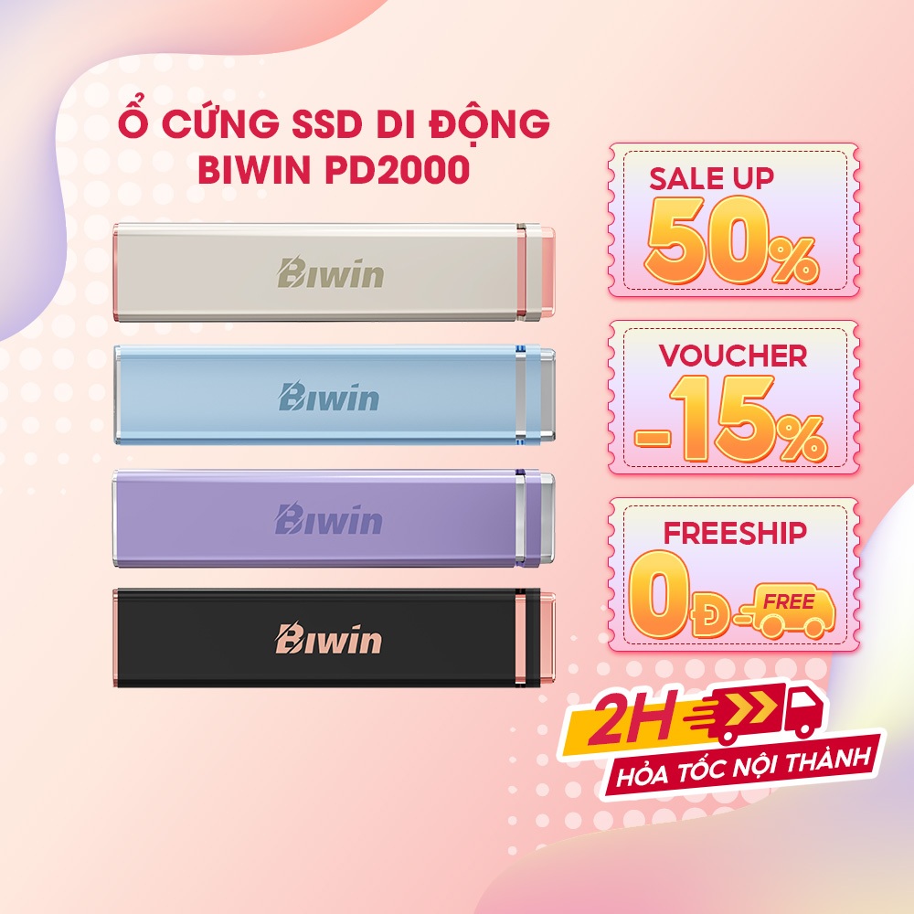 Ổ cứng di động SSD BIWIN PD2000 1TB/2TB, USB 3.2 Gen 2 x2 găn điện ...