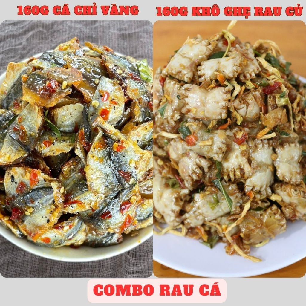 Combo Rau Cá gồm 160g Khô Cá Chỉ Vàng, 160g khô ghẹ rau củ sấy khô thơm ...