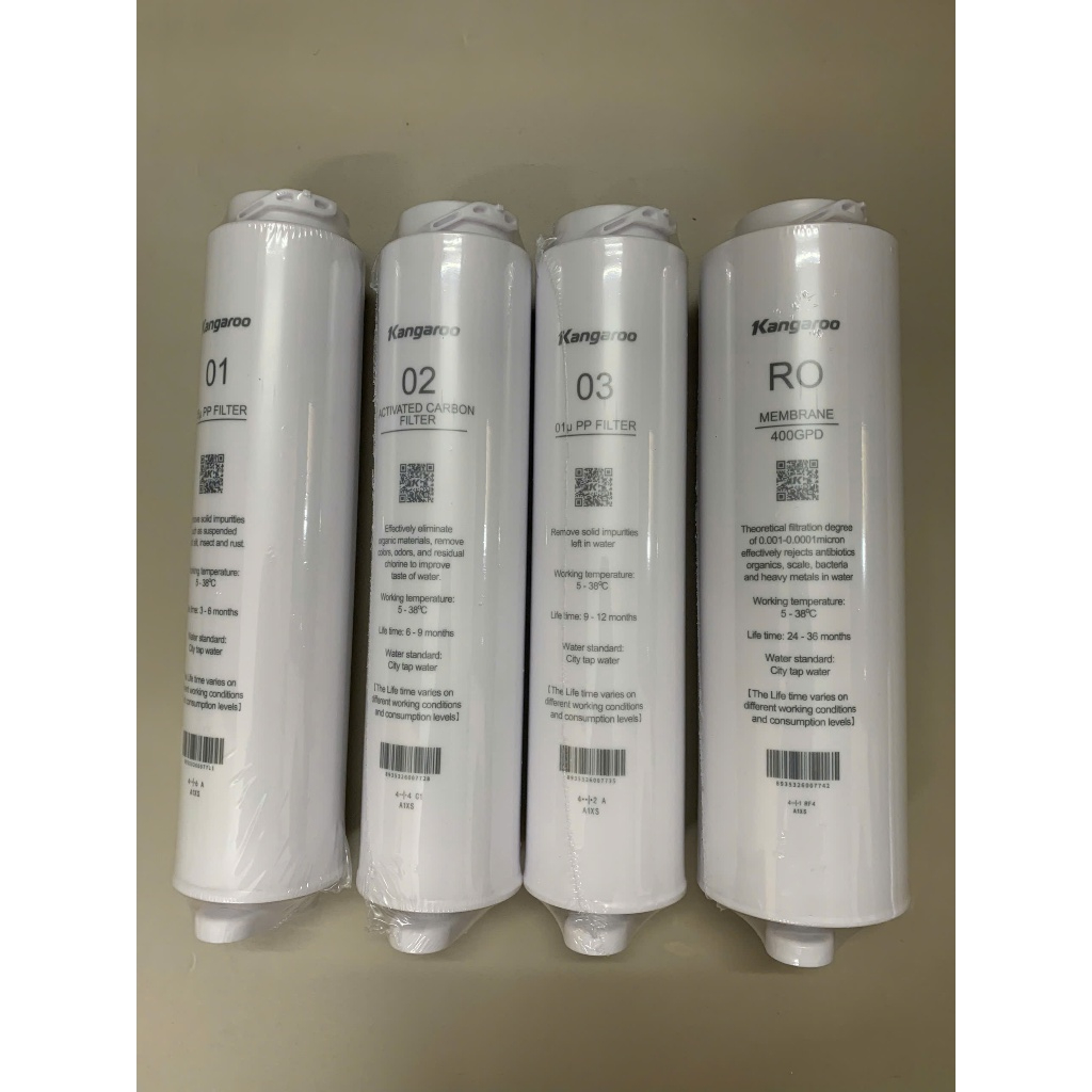 Combo 5 Lõi KG400HU Kangaroo Hàng Chính Hãng Gồm Bộ Thô 123 Màng RO 400GPD Lõi Khoáng HCM 3in1 Model 400HU,US,HD,...