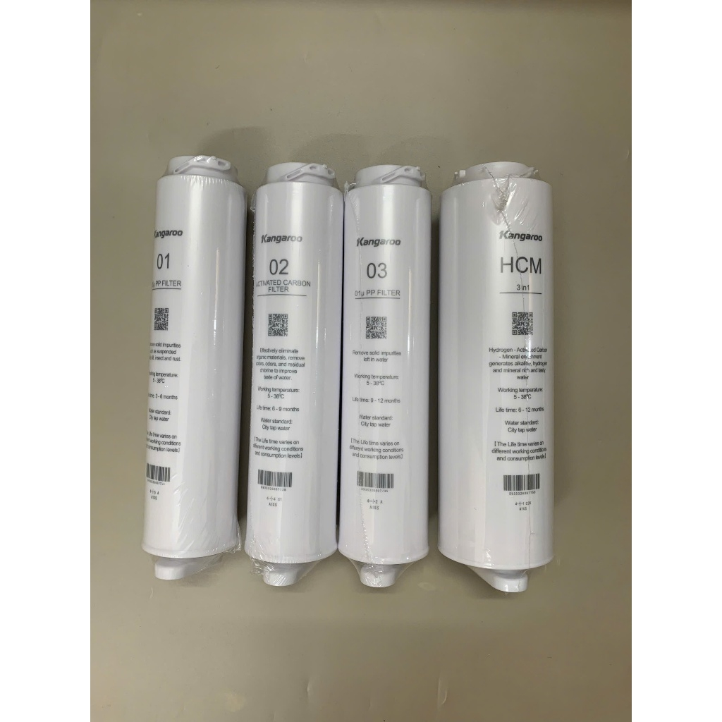 Combo 5 Lõi KG400HU Kangaroo Hàng Chính Hãng Gồm Bộ Thô 123 Màng RO 400GPD Lõi Khoáng HCM 3in1 Model 400HU,US,HD,...