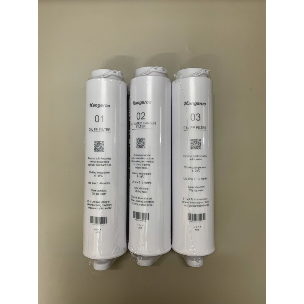 Combo 5 Lõi KG400HU Kangaroo Hàng Chính Hãng Gồm Bộ Thô 123 Màng RO 400GPD Lõi Khoáng HCM 3in1 Model 400HU,US,HD,...