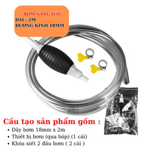 Ống bơm hút xăng dầu xe ô tô, xe tải tiện lợi, nhanh chóng, an toàn (Có van chặn, có khóa xiết)