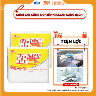 Khăn vải lau công nghiệp KRCLEAN 25x30cm 50 tờ - dạng bịch, giấy lau đa năng thấm hút dầu nhớt, lau xe máy, ô tô, laptop