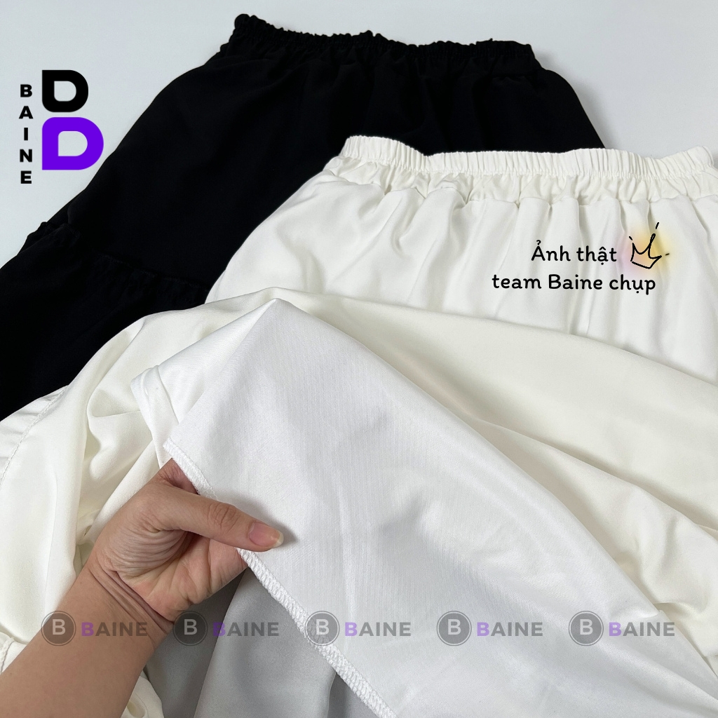 Chân Váy Voan Lụa Dáng Dài 2 Lớp Kiểu Trơn Midi Có Lót Trong Cạp Chun Lưng BAINE - CV19 | BigBuy360 - bigbuy360.vn