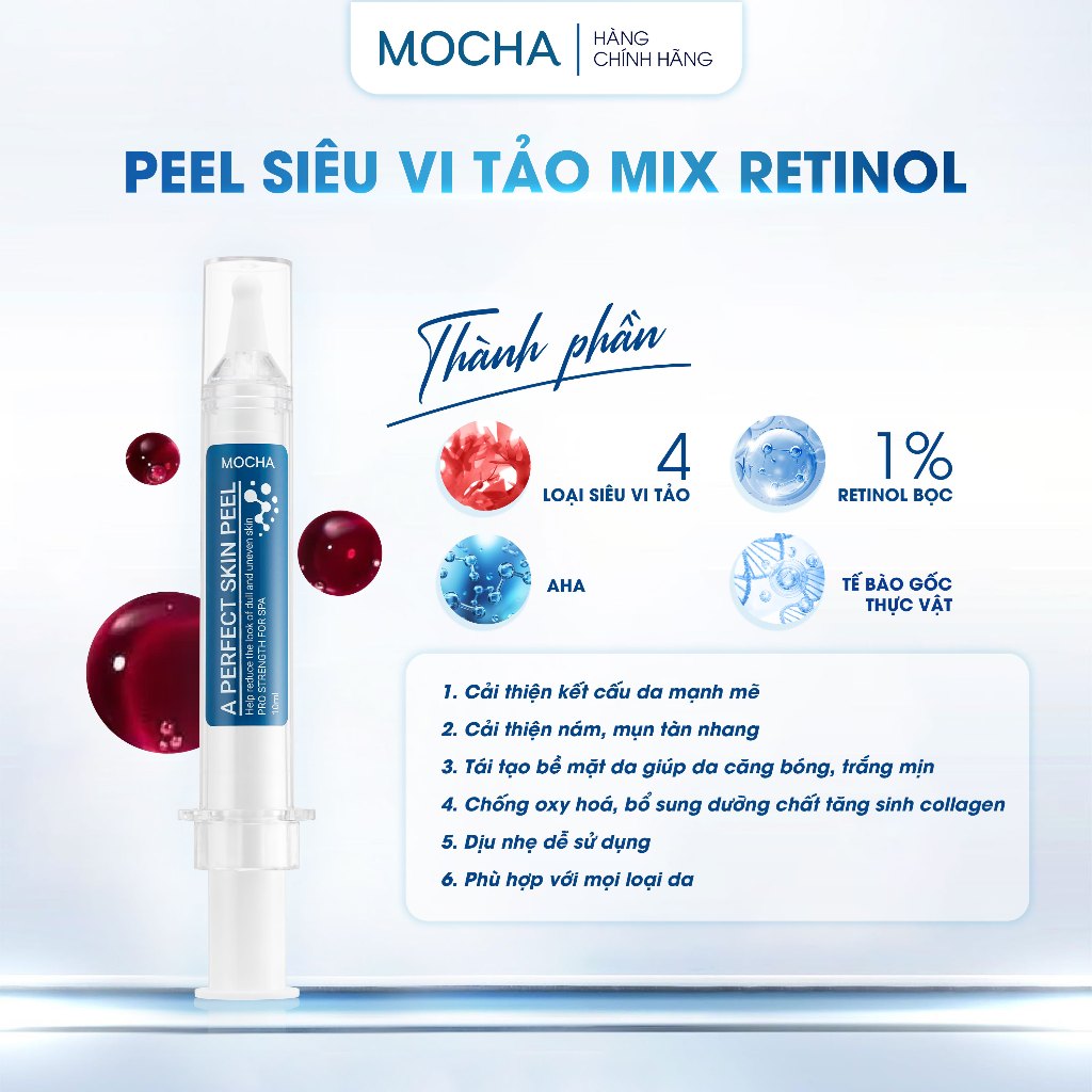 Combo 4in1 Peel mocha + kem chống nắng + sữa rửa mặt 300ml + kem dưỡng trắng biovector phục hồi da dưỡng trắng