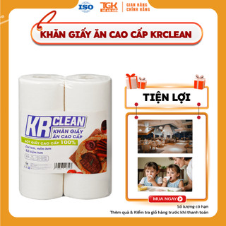 1 cặp Khăn giấy ăn cao cấp Krclean 200 tờ size 20x10, ăn tiệc, nhà hàng không bụi giấy thấm hút tốt