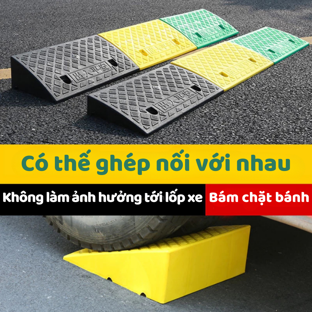 Dốc bục lên xuống xe máy, xe hơi hình tam giác chất liệu nhựa PVC bền bỉ kèm ốc vít cố định