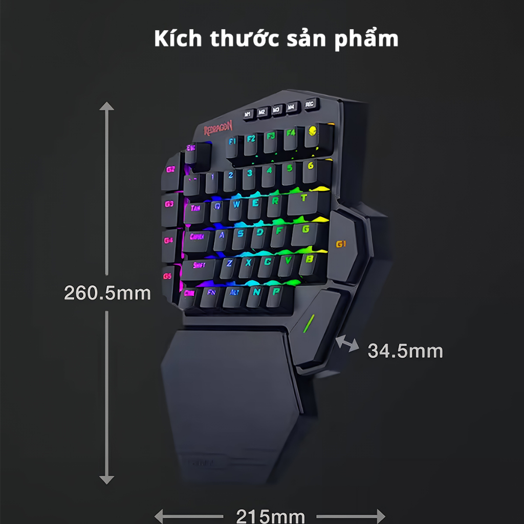Bàn phím cơ không dây K585 RGB - Phím cơ một tay không dây REDRAGON K585 Hotswap thay nóng Phím cơ kết nối 2 chế độ | BigBuy360 - bigbuy360.vn