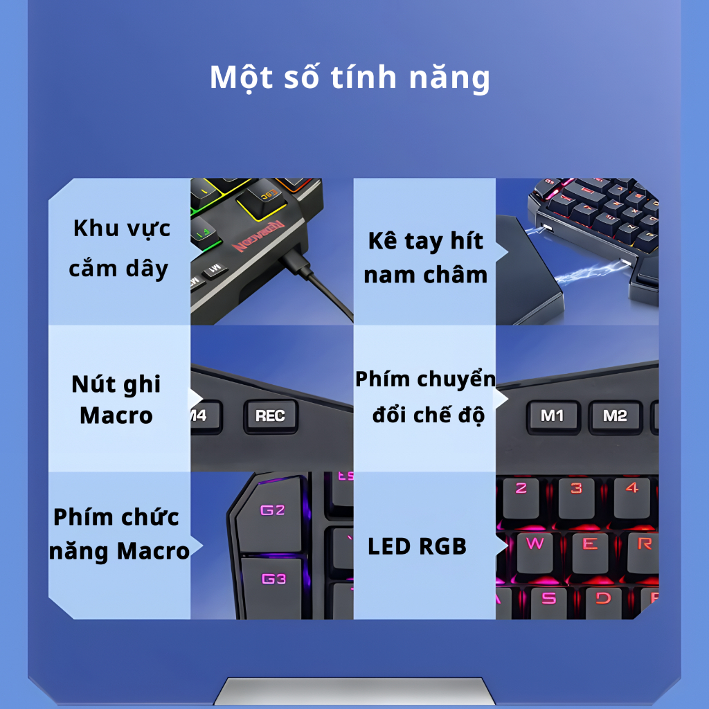 Bàn phím cơ không dây K585 RGB - Phím cơ một tay không dây REDRAGON K585 Hotswap thay nóng Phím cơ kết nối 2 chế độ | BigBuy360 - bigbuy360.vn
