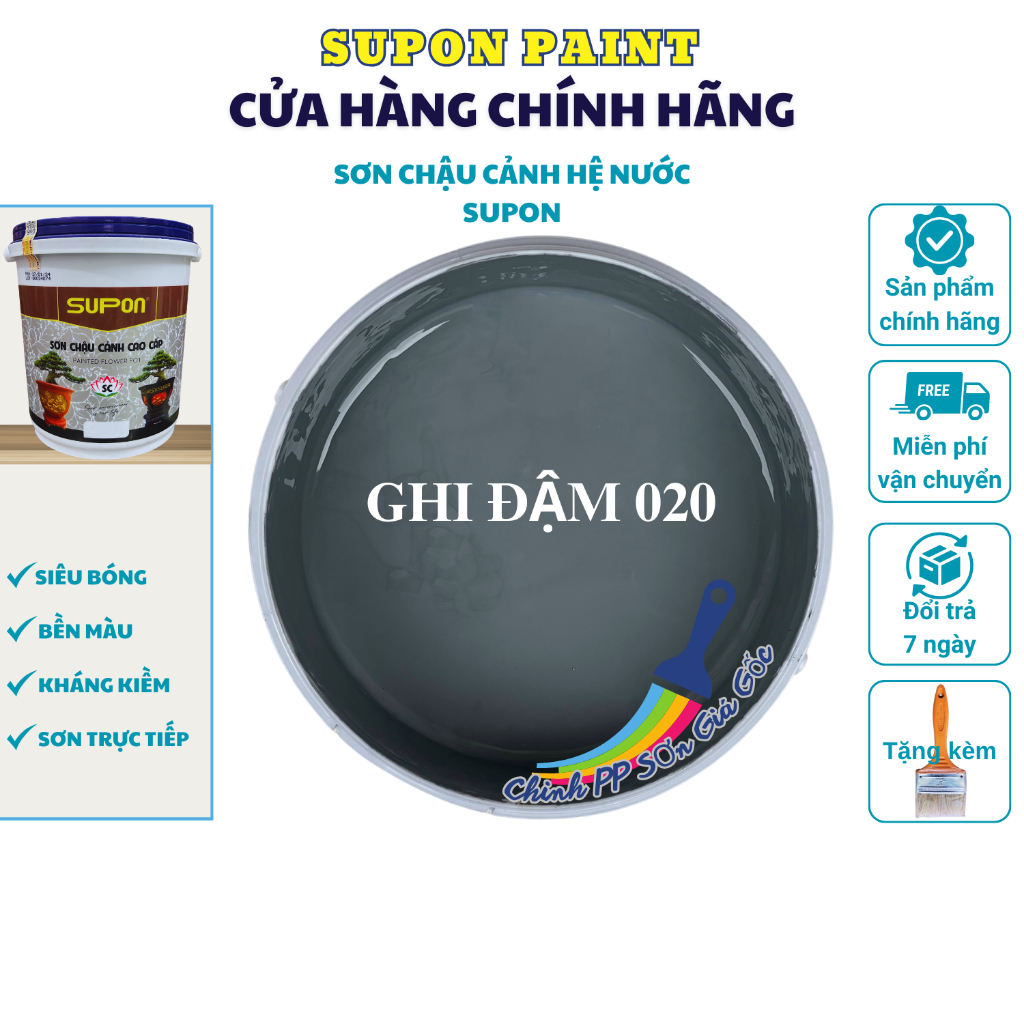 Sơn chậu cảnh Supon màu xám đậm (1Kg - 4Kg) Hệ nước - Kháng kiềm tốt ...