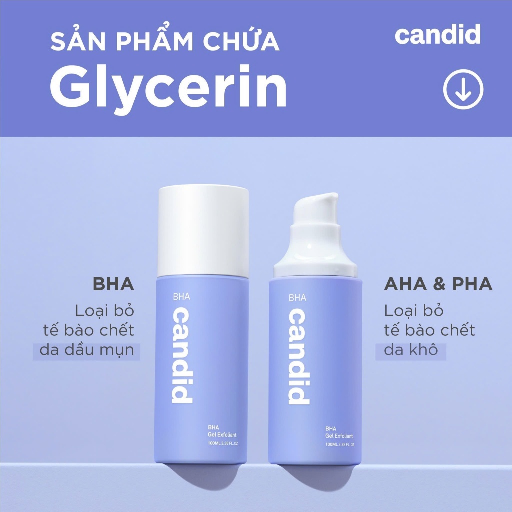 Gel tẩy tế bào chết Candid trên da nhạy cảm gồm AHA & PHA 3.1% da khô và BHA 0.4% da dầu lành tính