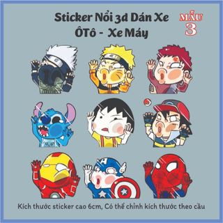 Sticker nổi 3D, Dán Ôtô - Xe máy - Xe đạp