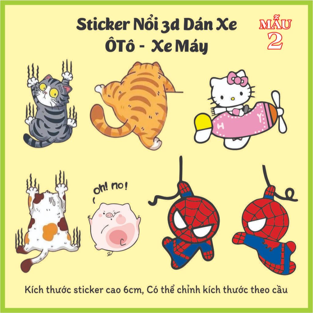 Sticker nổi 3D, Dán Ôtô - Xe máy - Xe đạp
