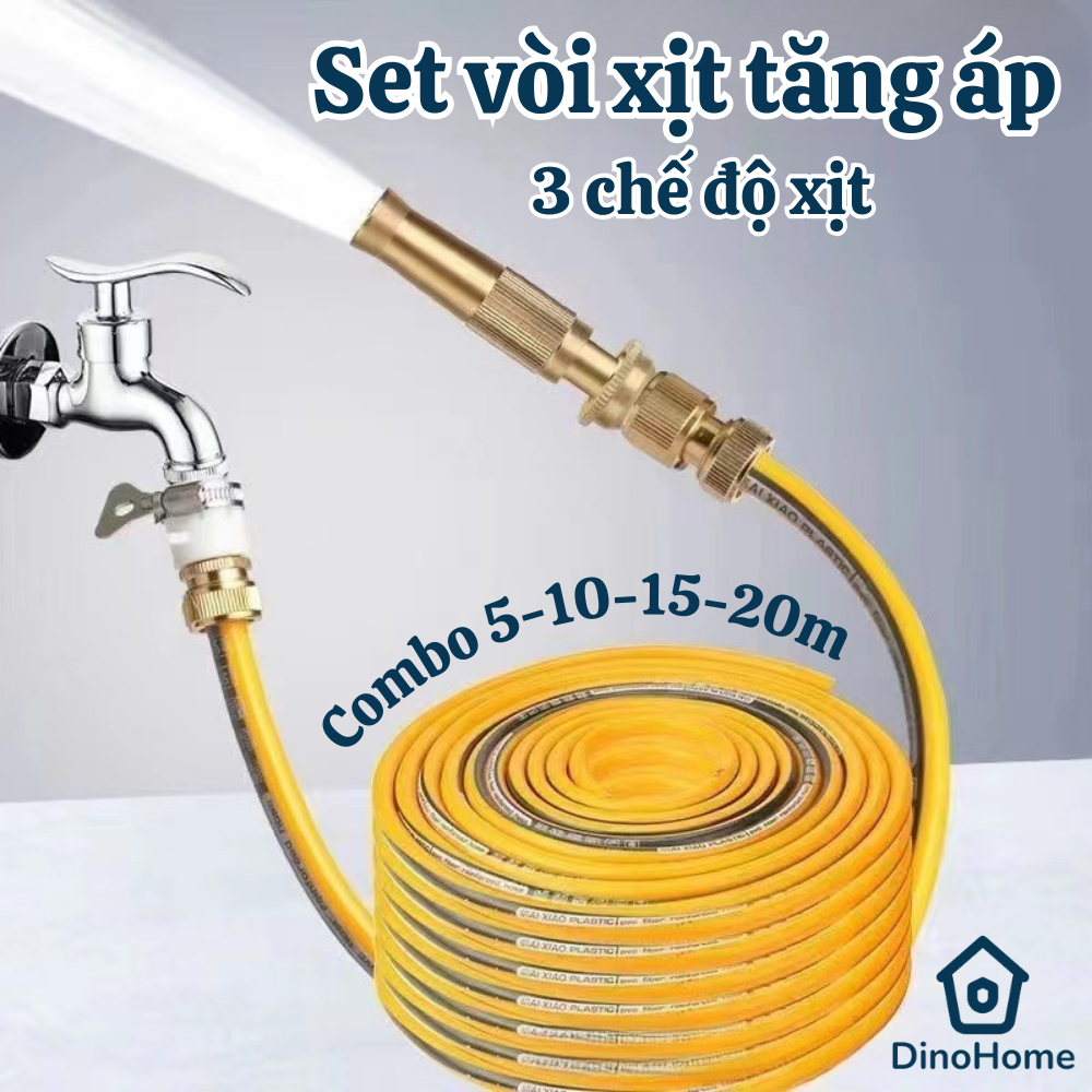 Set vòi xịt áp lực cao dành cho tưới cây rửa xe tưới vườn 5-10-15-20m DinoHome
