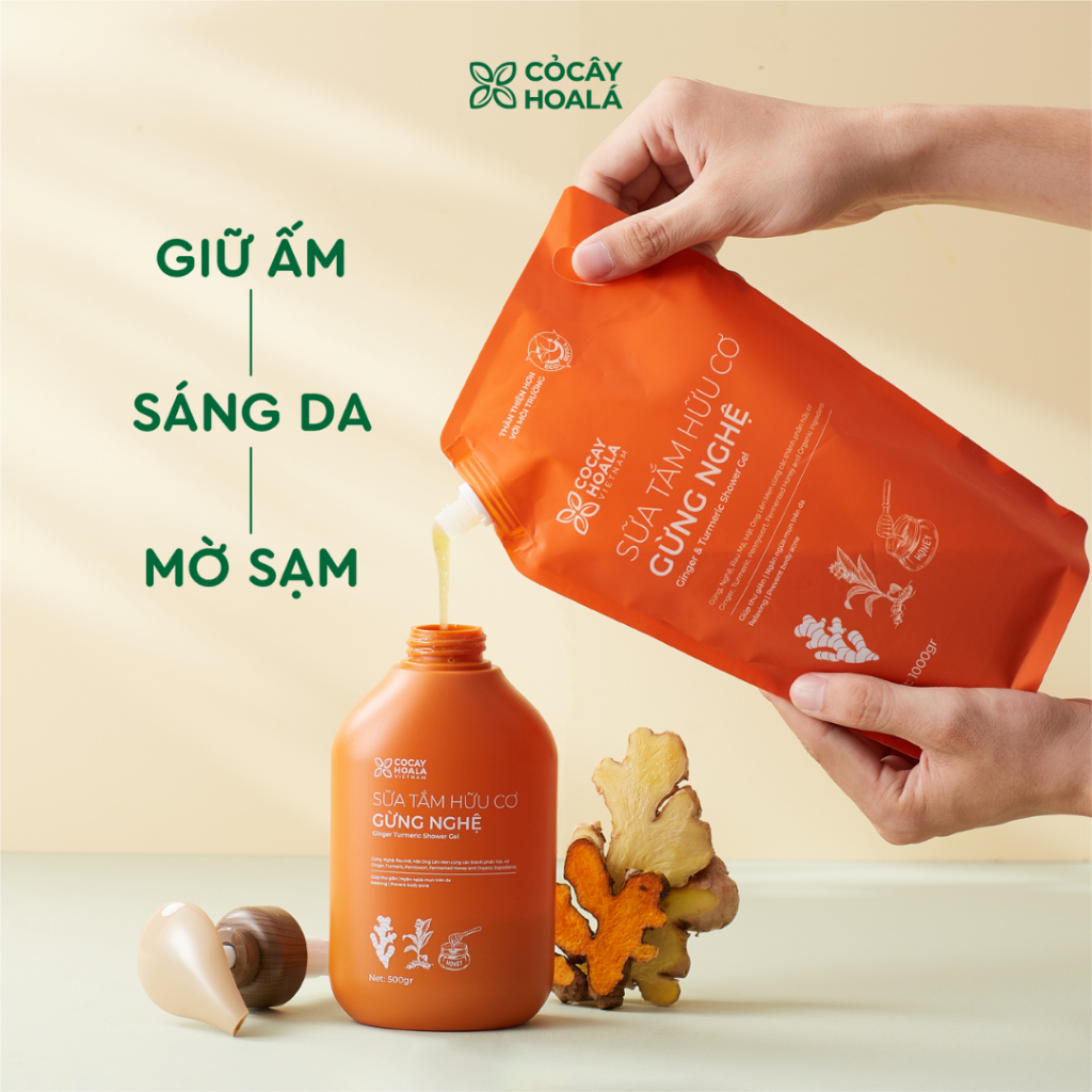 Ảnh Sữa Tắm Thảo Dược Gừng Nghệ Cỏ Cây Hoa Lá 1000g Làm Sạch Sâu 1