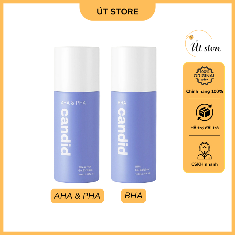 Gel tẩy tế bào chết Candid trên da nhạy cảm gồm AHA & PHA 3.1% da khô và BHA 0.4% da dầu lành tính