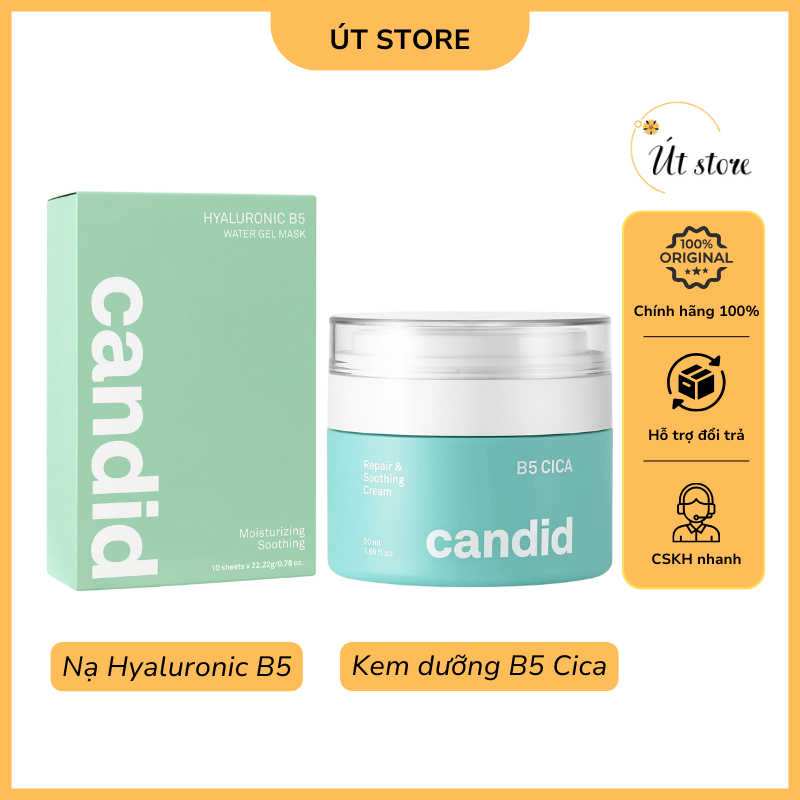 Kem Dưỡng Ẩm B5 Cica Candid Phục Hồi, Bảo Vệ Da, Mặt Nạ Hyaluronic B5 Dưỡng Ẩm, Làm Dịu
