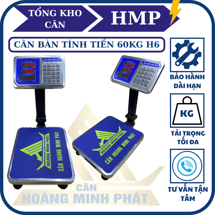 Cân điện tử tính tiền 60kg H6 - Phím tiếng việt - Pin Sạc - Phù hợp cân ...