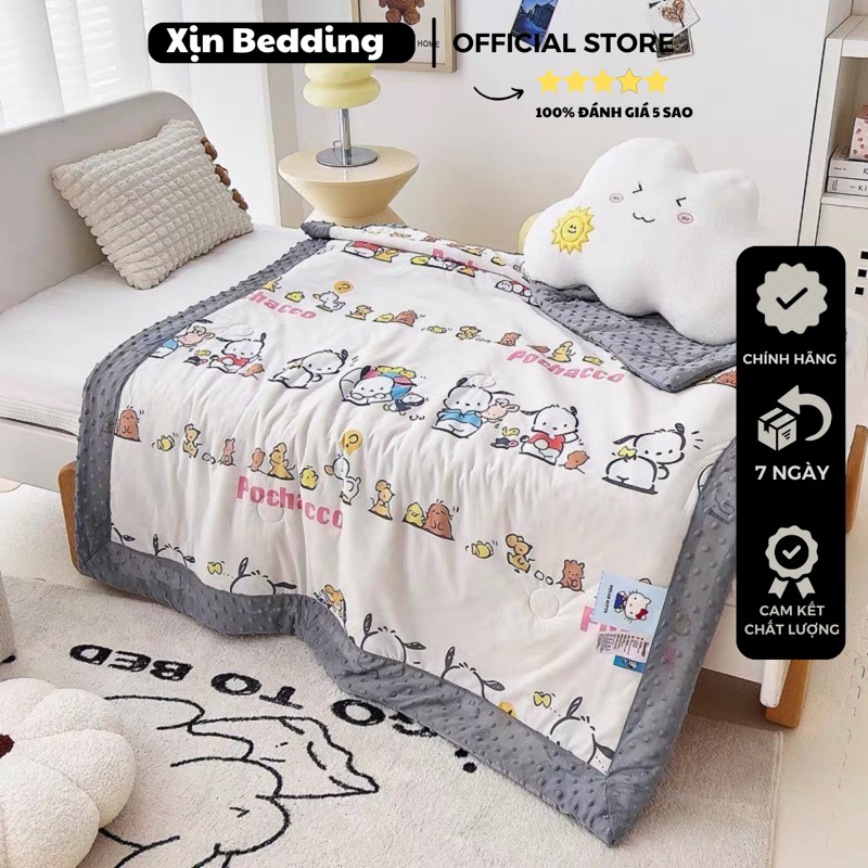 Chăn thun lạnh cho bé kích thước 1m1*1m5, chăn Disney chần bông kết hợp hạt đậu matxa mềm mịn, thoáng mát cho da bé