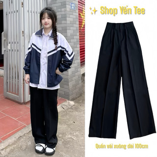 Quần vải ống suông 1 cúc ,cạp cao thiết kế xếp ly Yến Tee Shop mặc che khuyết điểm nữ #2229 #608