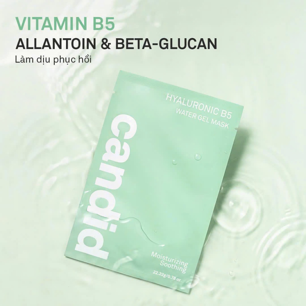 Mặt Nạ Hyaluronic B5 Candid Cấp Ẩm Chuyên Sâu, Làm Dịu Và Hỗ Trợ Phục Hồi, Miếng 22.22g