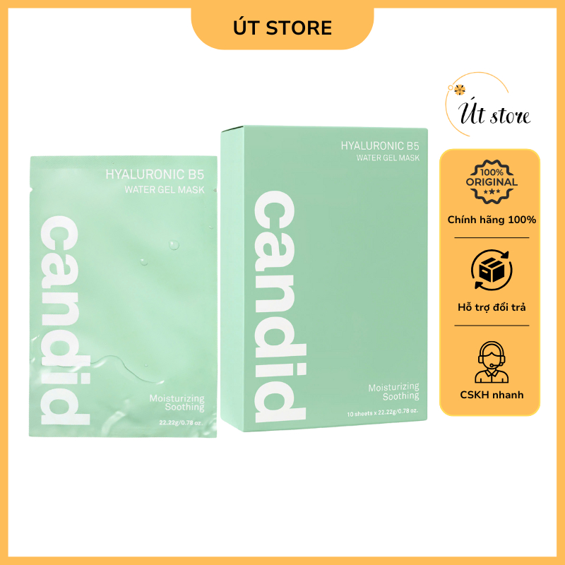 Mặt Nạ Hyaluronic B5 Candid Cấp Ẩm Chuyên Sâu, Làm Dịu Và Hỗ Trợ Phục Hồi, Miếng 22.22g