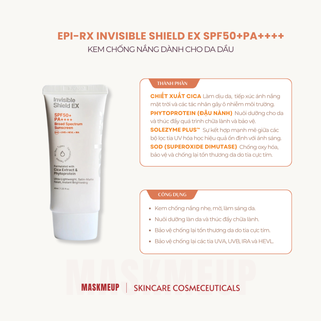 [TEM PHỤ] Kem Chống Nắng Epi-Rx Invisible Shield EX SPF 50+ PA++++ cho ...