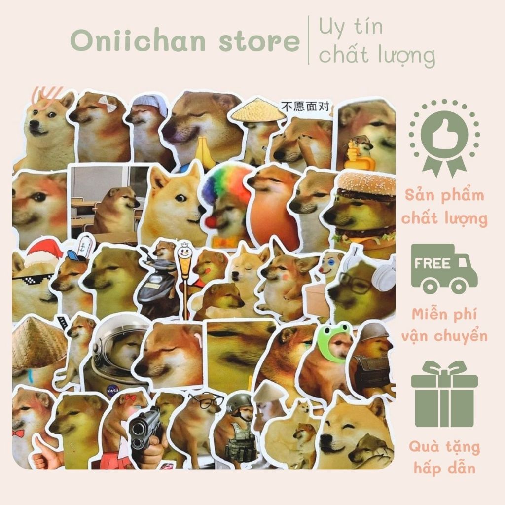 58 sticker hình dán meme chó Cheems Doge hài hước, trang trí sáng tạo ...