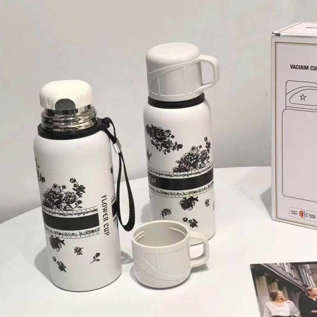 BÌNH GIỮ NHIỆT HOA VINTAGE SANG CHẢNH DUNG TÍCH 600ML TIỆN LỢI