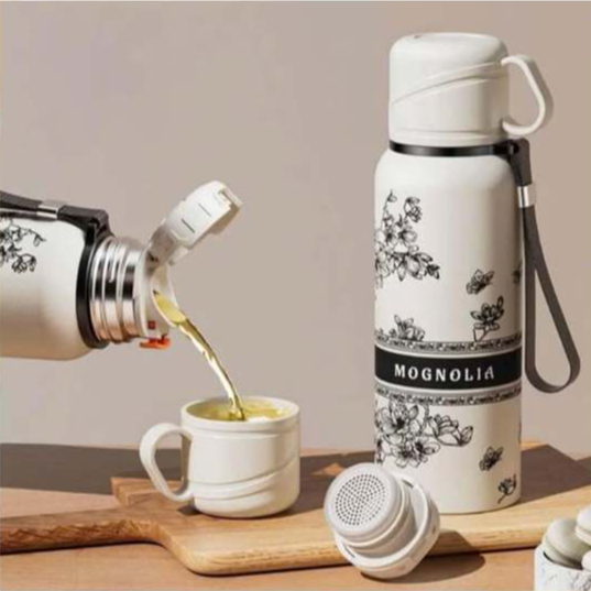 BÌNH GIỮ NHIỆT HOA VINTAGE SANG CHẢNH DUNG TÍCH 600ML TIỆN LỢI