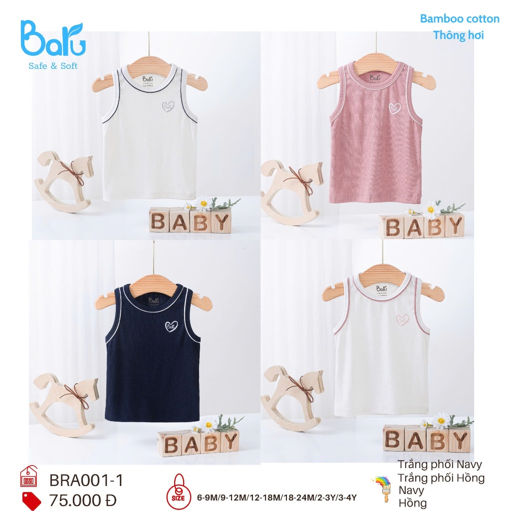Áo ba lỗ bé trai bé gái mềm mịn