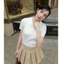 Áo len polo dáng ngắn croptop cộc tay vặn thừng trơn basic cổ đức cài cúc nhẹ nhàng PL14