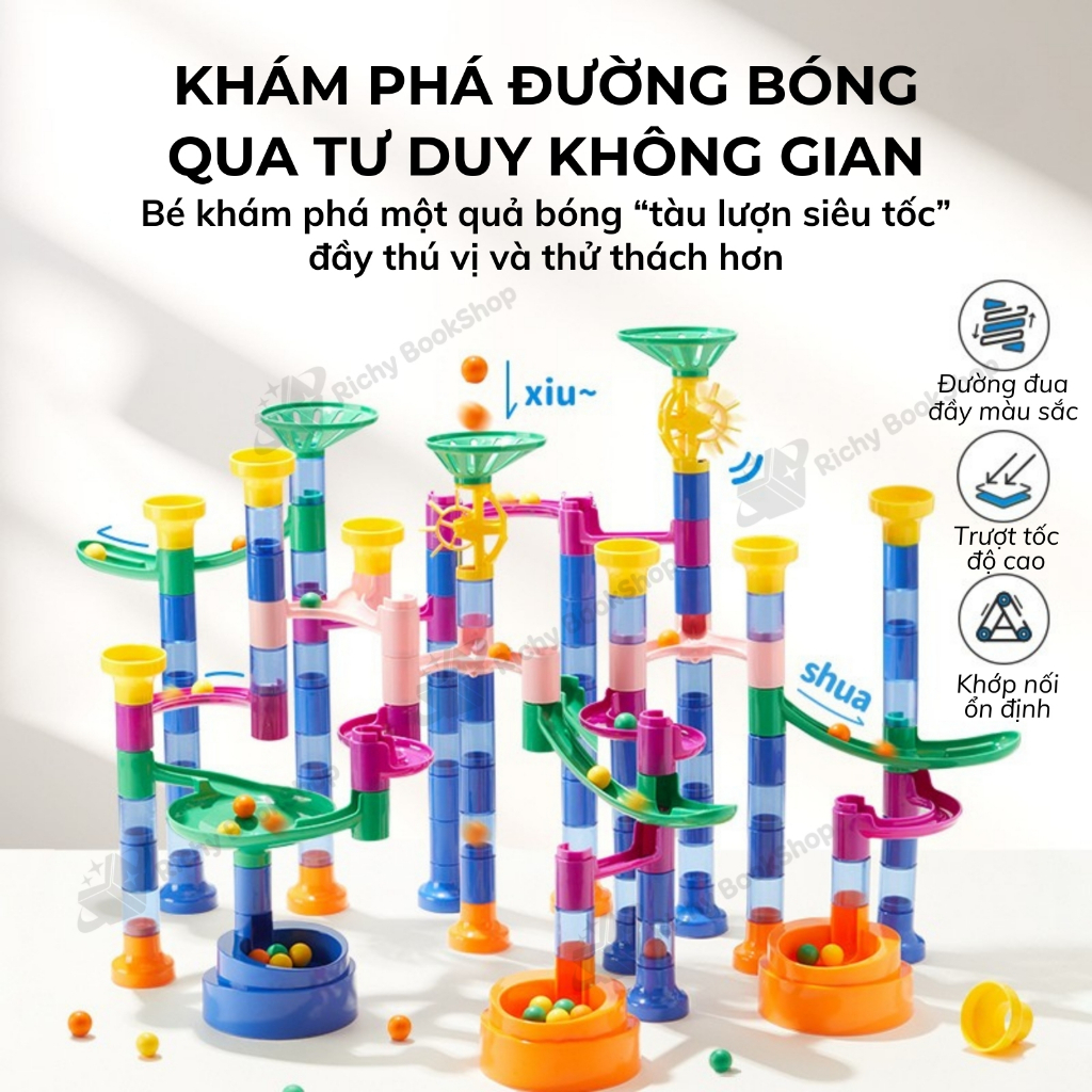 Đồ chơi lắp ráp mô hình đường bóng lăn Mideer Track Ball Blocks - Crossing the Maze