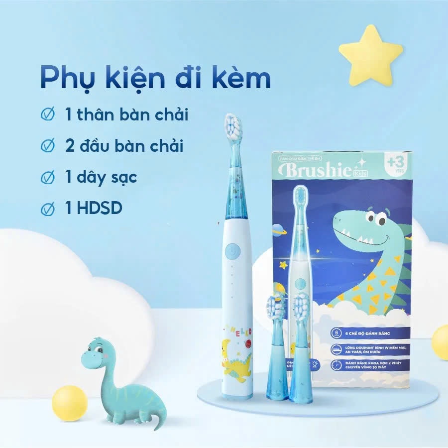 Ảnh Bàn chải điện Brushie lông bàn chải mềm mại an toàn phù hợp cho mọi loại răng của bé 4