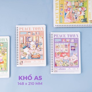 Sổ Lò Xo A5 Kẻ Ngang 120 Trang MONDEZ, Sổ Tay Lò Xo Peace Town Định Lượng 60gsm Dùng Ghi Chép, Take Note S001