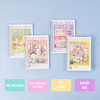 Sổ Lò Xo A5 Kẻ Ngang 120 Trang MONDEZ, Sổ Tay Lò Xo Peace Town Định Lượng 60gsm Dùng Ghi Chép, Take Note S001