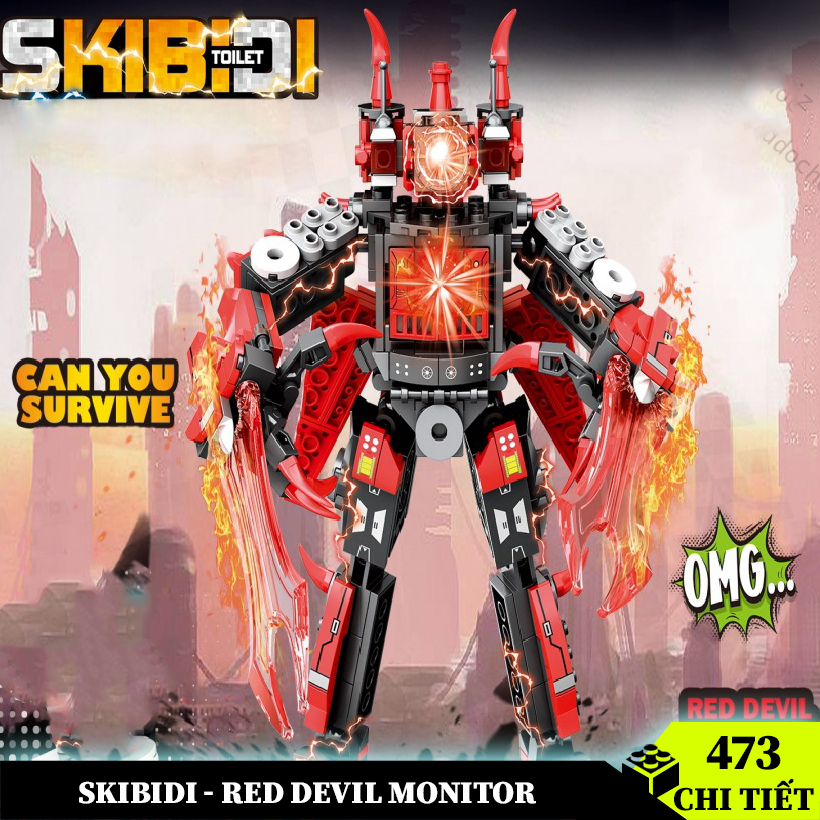 Skibidi Toilet Đồ Chơi Red Devil Monitor Man 473 Chi Tiết, Mô Hình