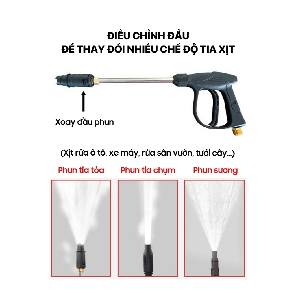 Máy rửa xe SAKURA 3800w có chỉnh áp, chống giật chống cháy mô tơ từ