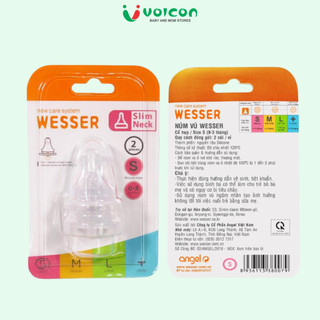Vỉ 2 Cái Núm Ty Wesser Cổ Hẹp / Cổ Rộng Siêu Mềm đủ size S/M/L/+ cho bé
